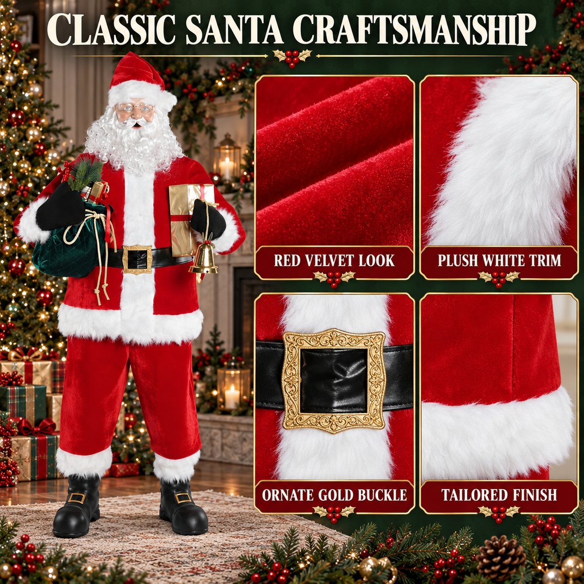 6 Ft Animated Singing Santa Claus – Motion-Activated Christmas Animatronic