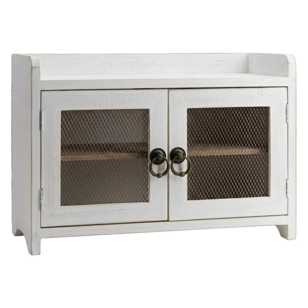 White Wire Netting Storage Cabinet