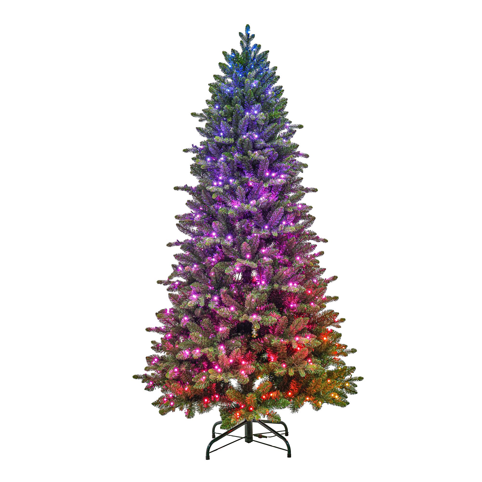 Christmas 7FT Pre-Lit PE & PVC Artificial Christmas Tree with 400 RGB Lights, 57 Modes & RF Remote