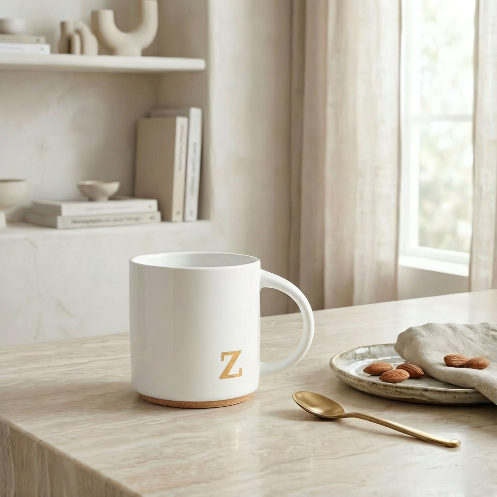 White Ceramic Monogram Mug