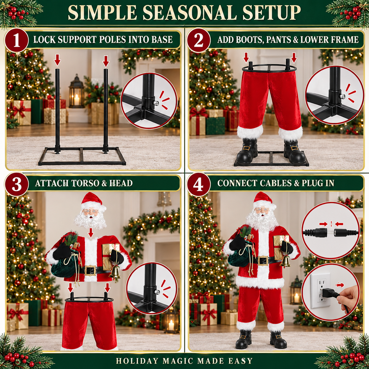 6 Ft Animated Singing Santa Claus – Motion-Activated Christmas Animatronic