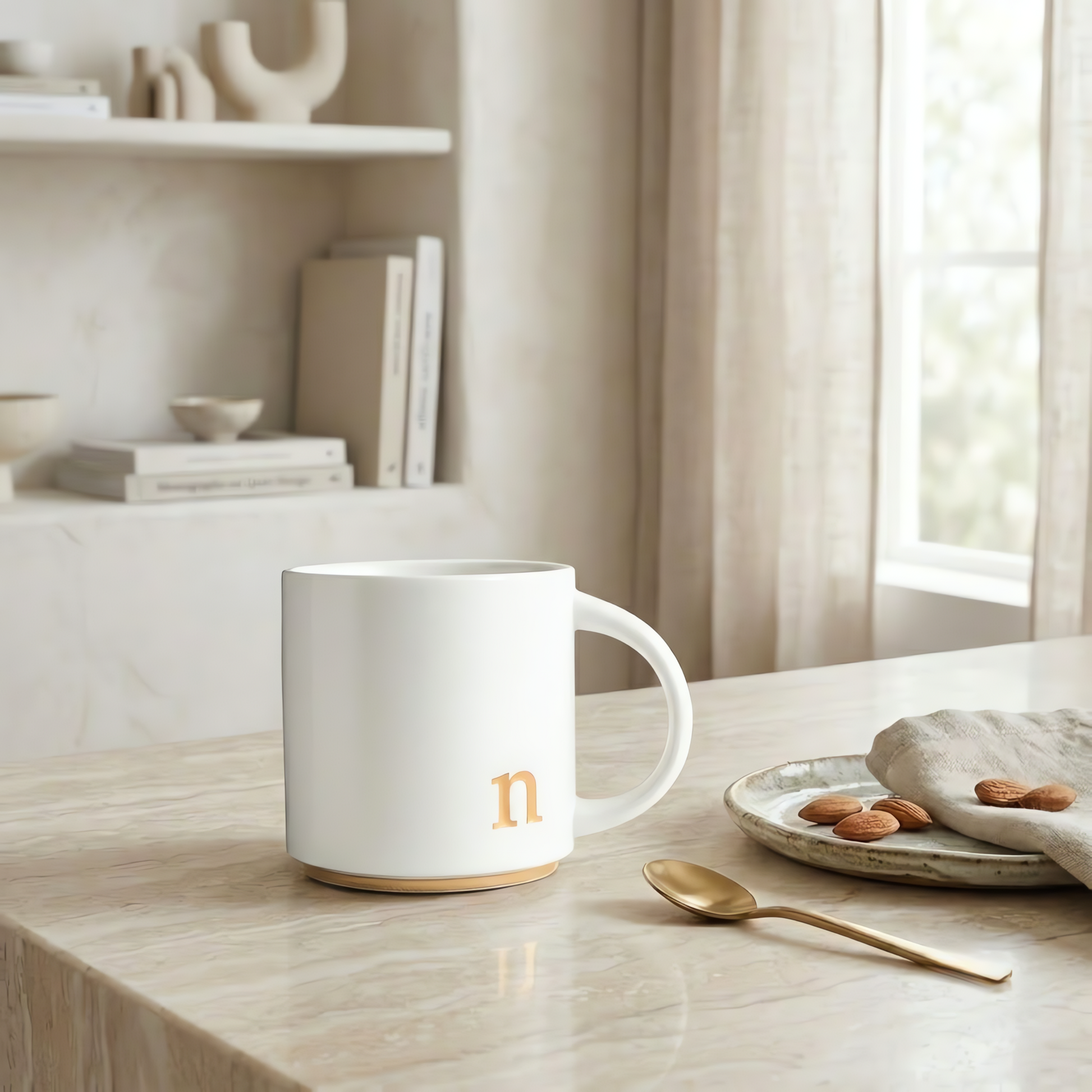 White Ceramic Monogram Mug