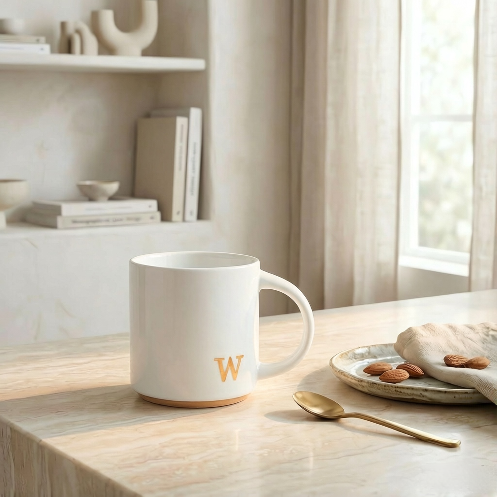 White Ceramic Monogram Mug