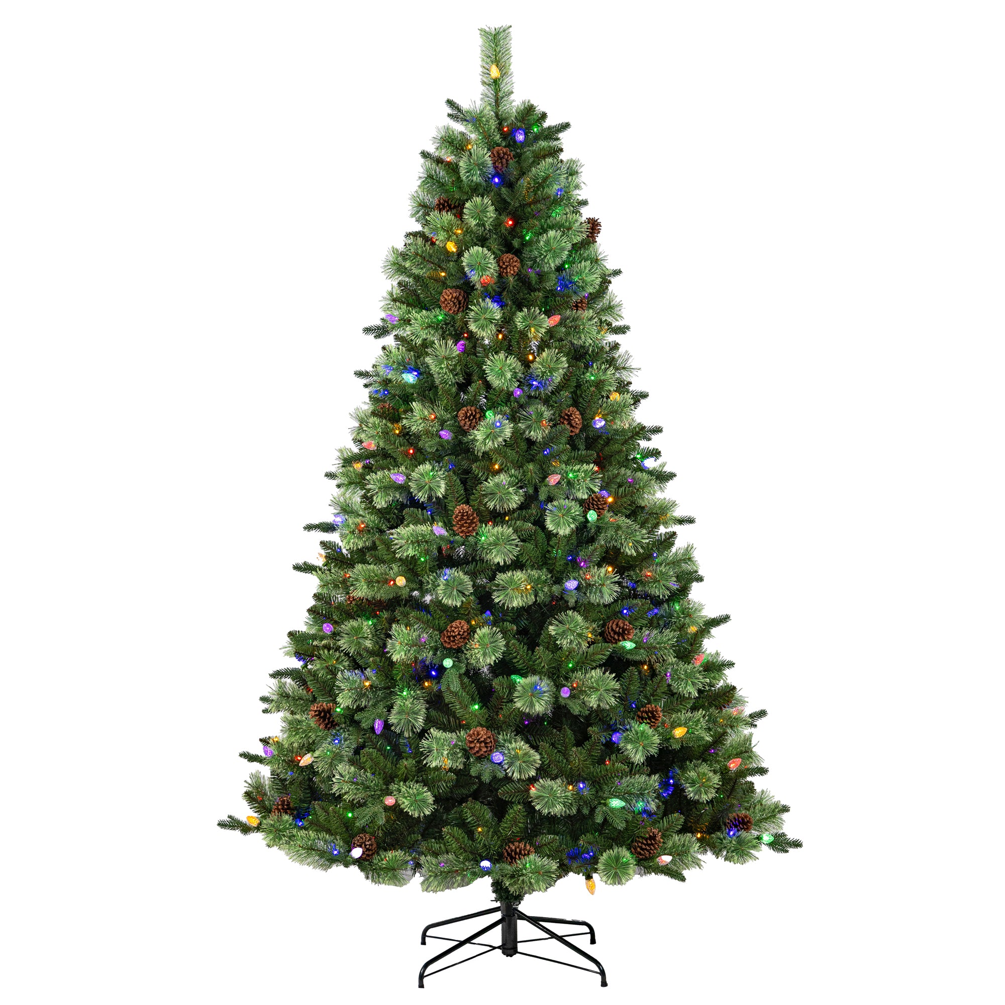 Christmas 7.5FT Pre-Lit Artificial Christmas Tree with 550 Color-Changing LED Lights, 10 Functions & PE/PVC Cashmere Tips