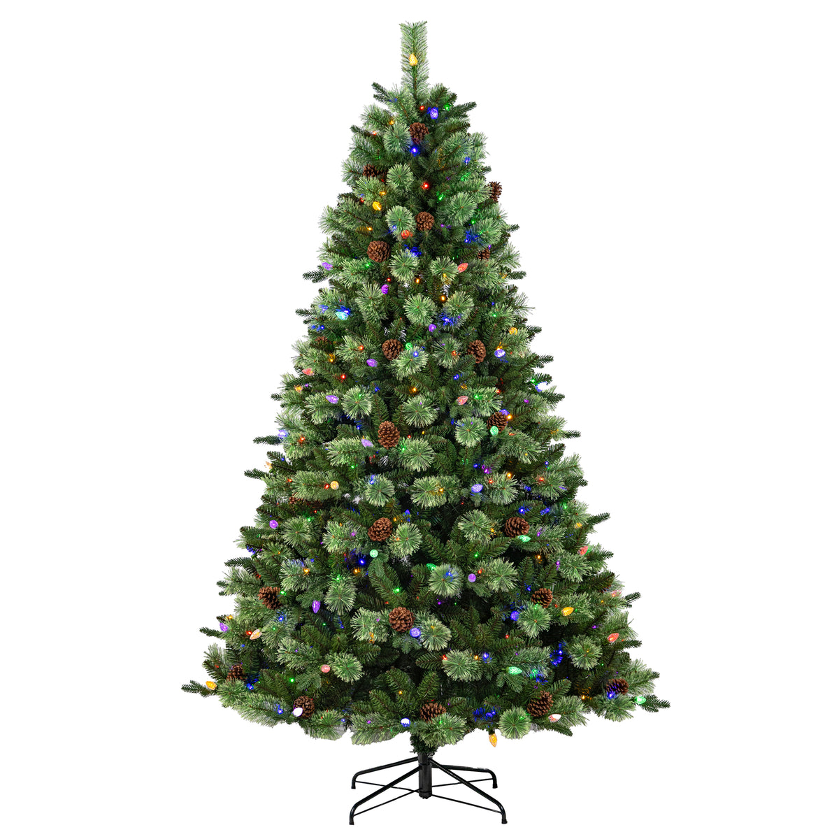 Christmas 7.5FT Pre-Lit Artificial Christmas Tree with 550 Color-Changing LED Lights, 10 Functions & PE/PVC Cashmere Tips