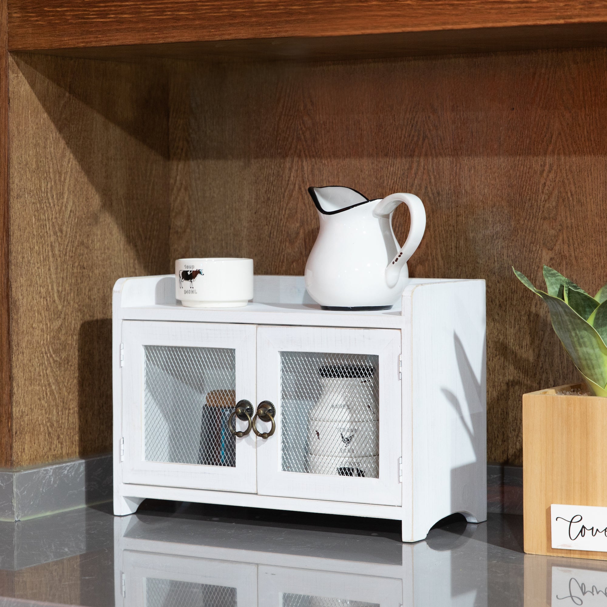 White Wire Netting Storage Cabinet
