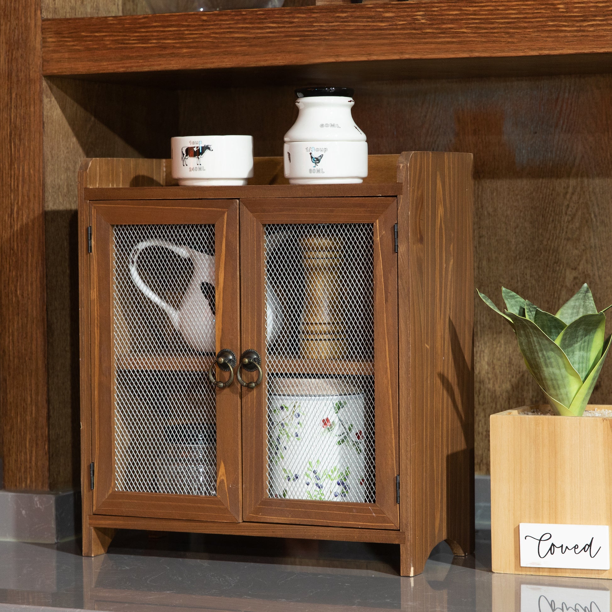 Brown 2 Tiered Storage Cabinet