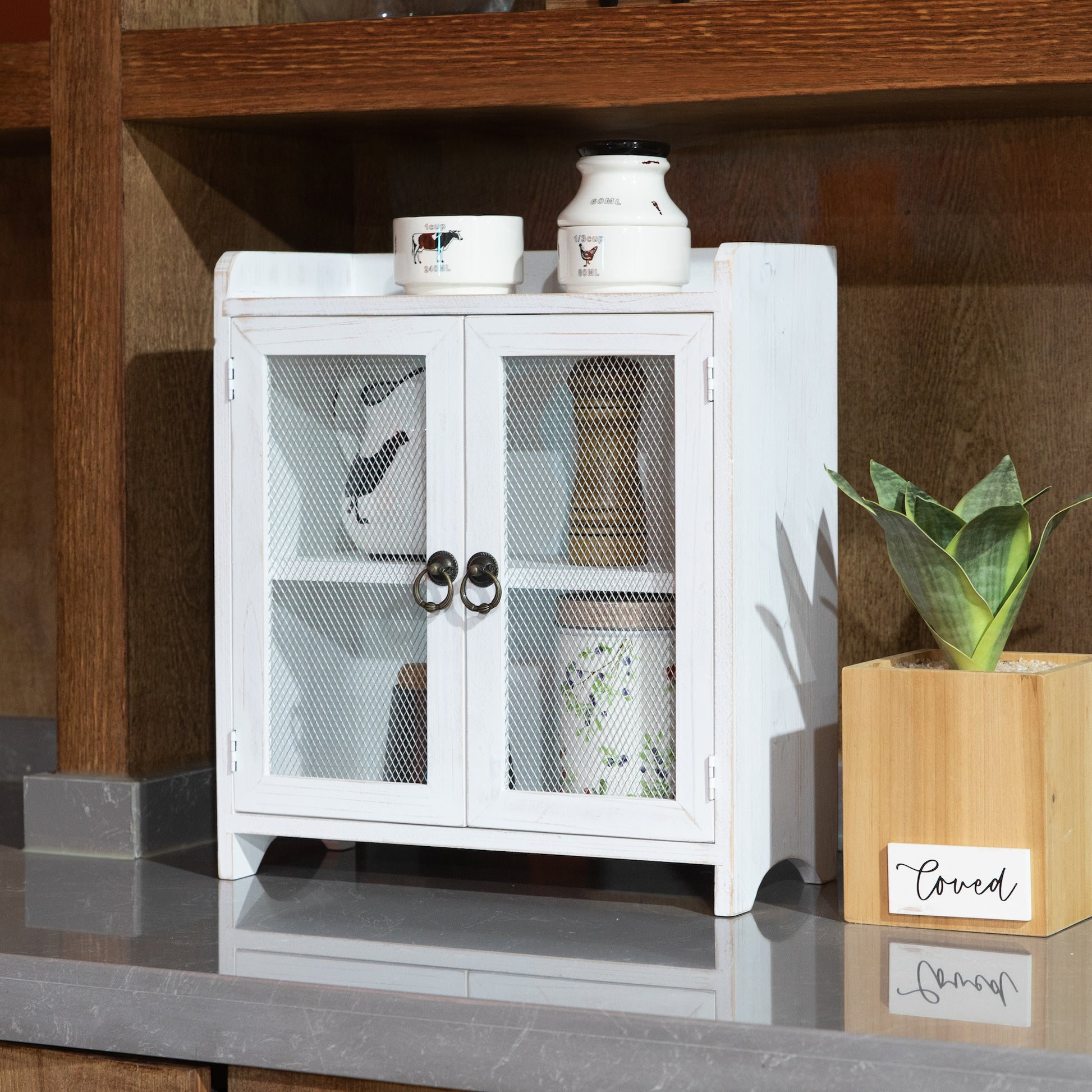 White 2 Tiered Storage Cabinet