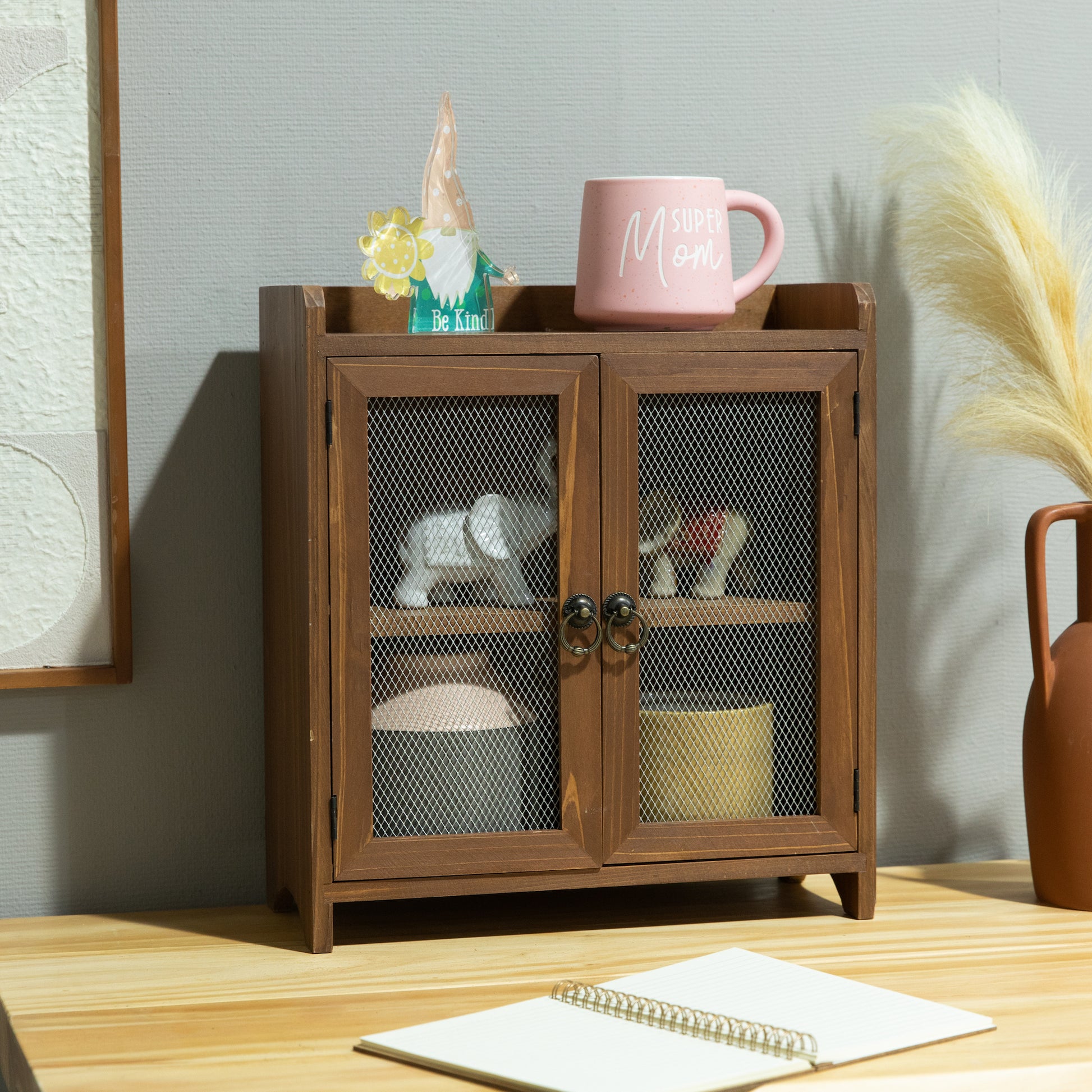 Brown 2 Tiered Storage Cabinet