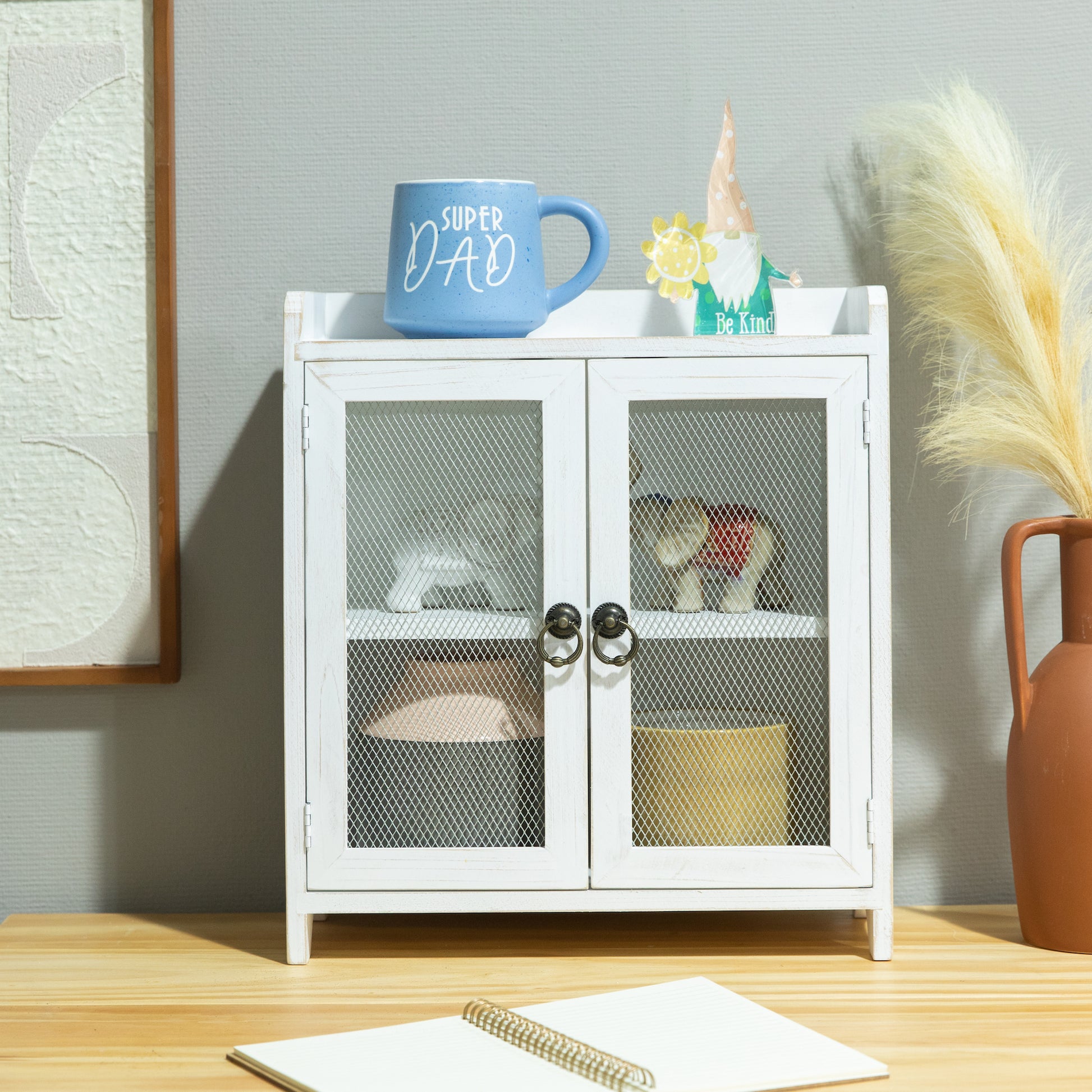 White 2 Tiered Storage Cabinet