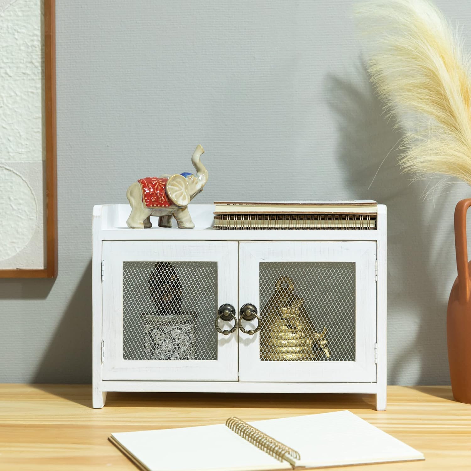 White Wire Netting Storage Cabinet
