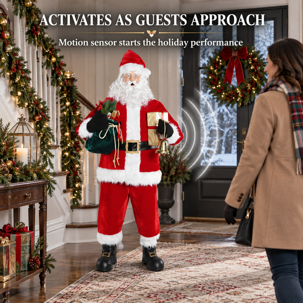 6 Ft Animated Singing Santa Claus – Motion-Activated Christmas Animatronic