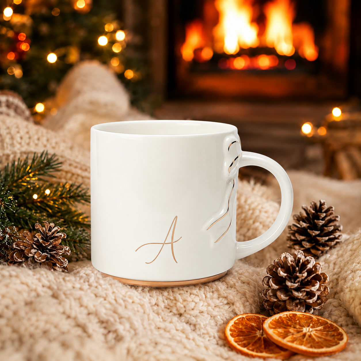 Bow Handle Monogram Mug
