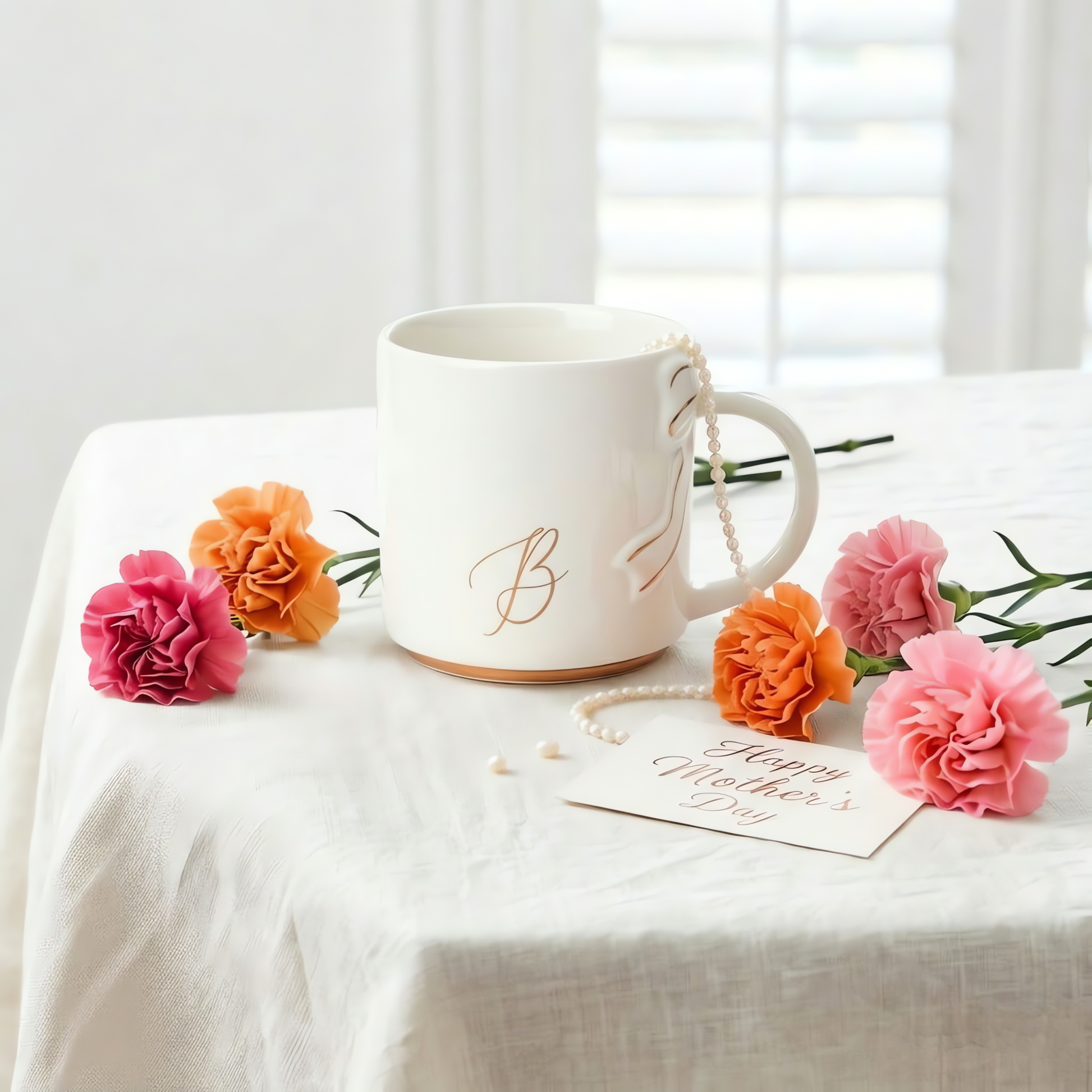 Bow Handle Monogram Mug