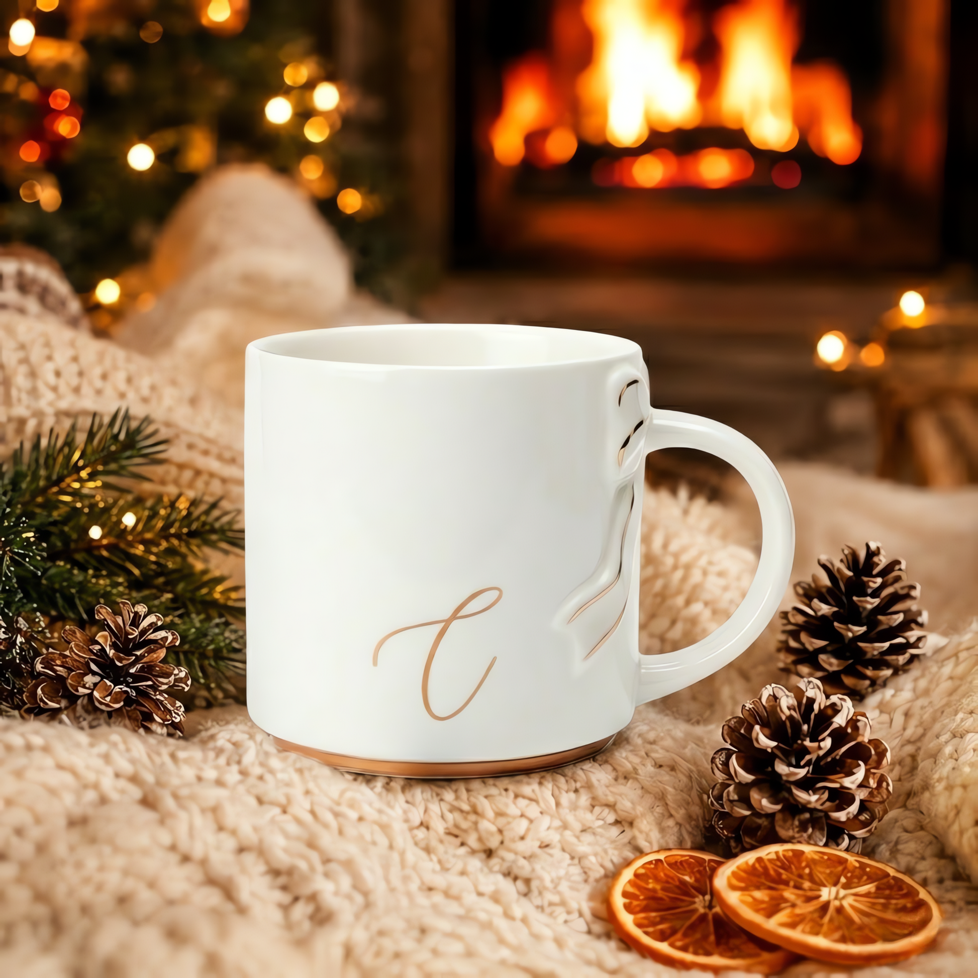 Bow Handle Monogram Mug