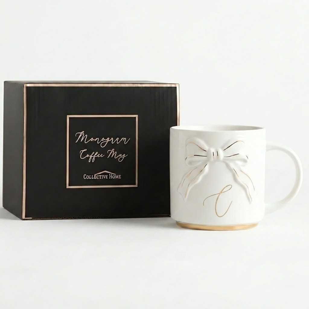 Double-Sided Bow Ceramic Mug