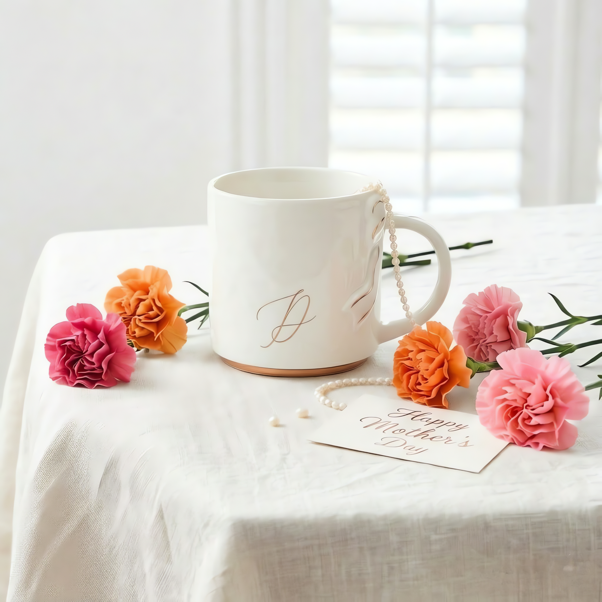 Bow Handle Monogram Mug