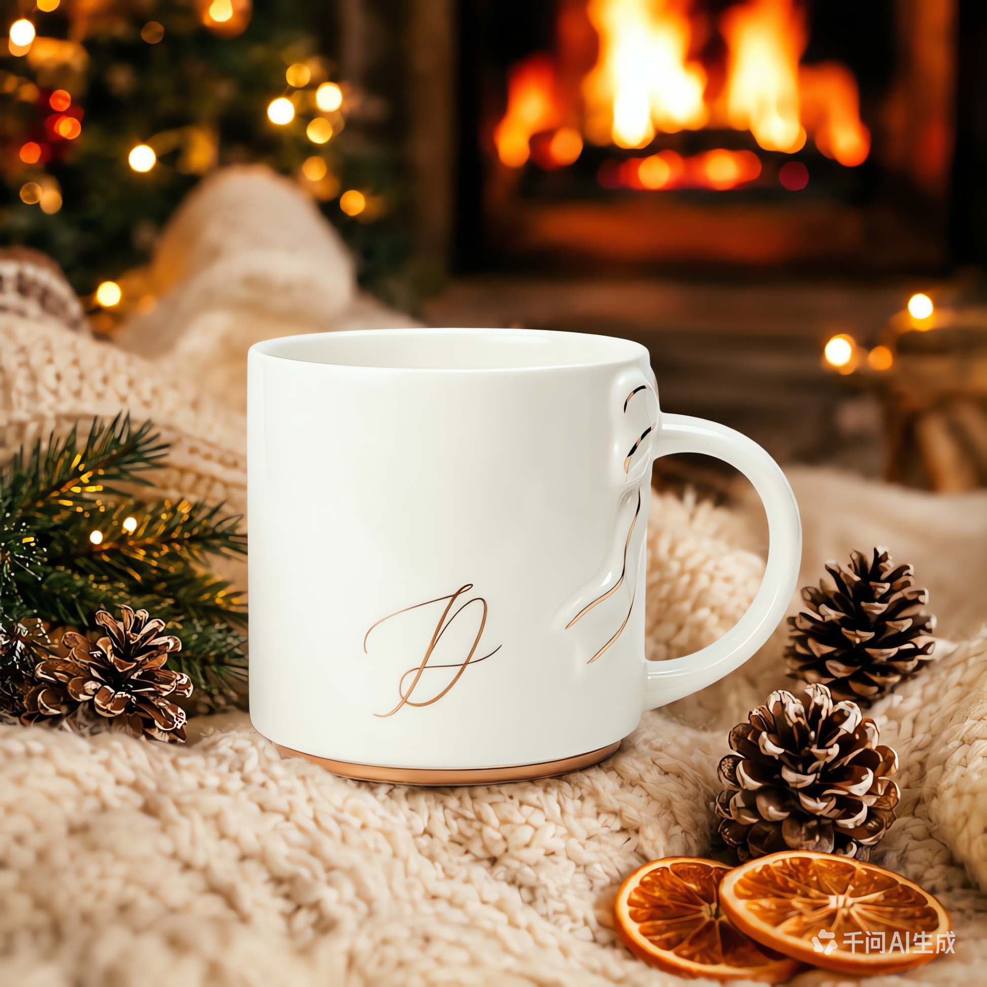 Bow Handle Monogram Mug