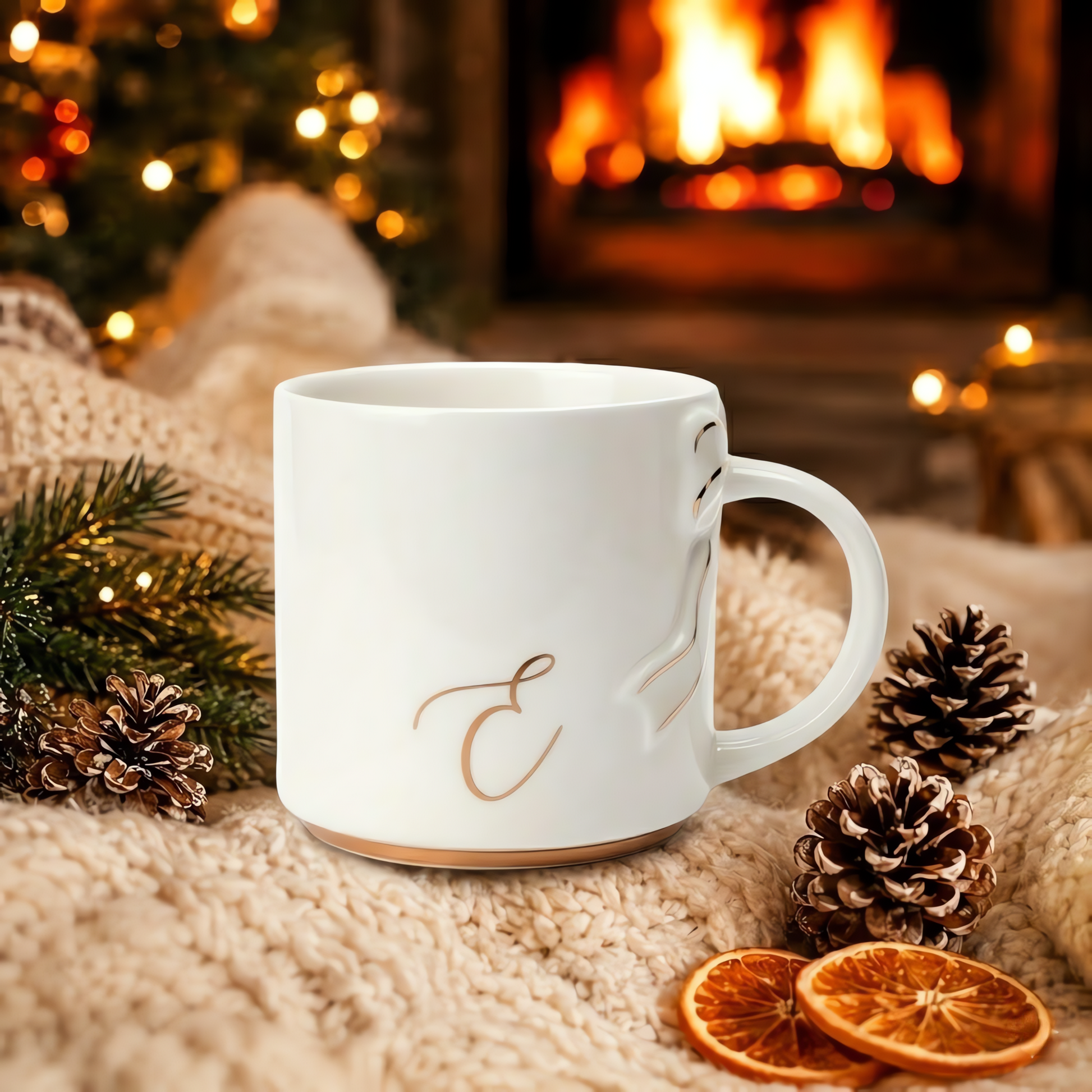 Bow Handle Monogram Mug