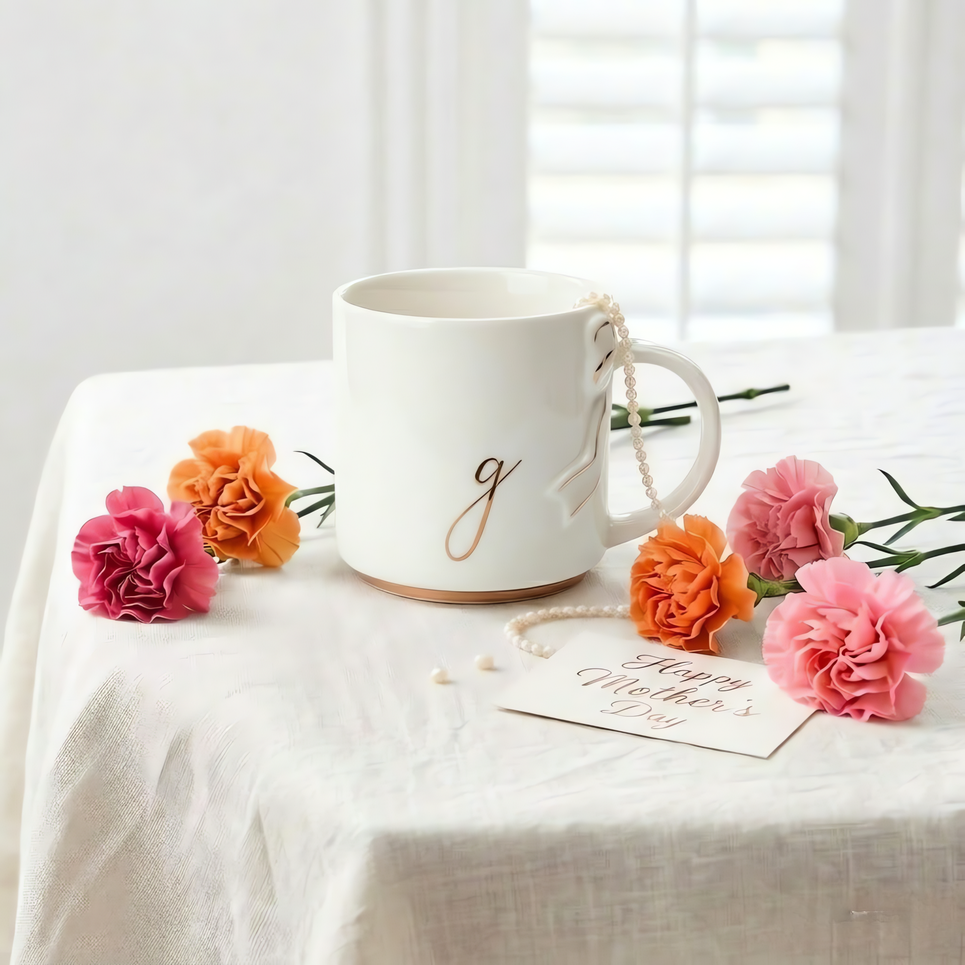 Bow Handle Monogram Mug
