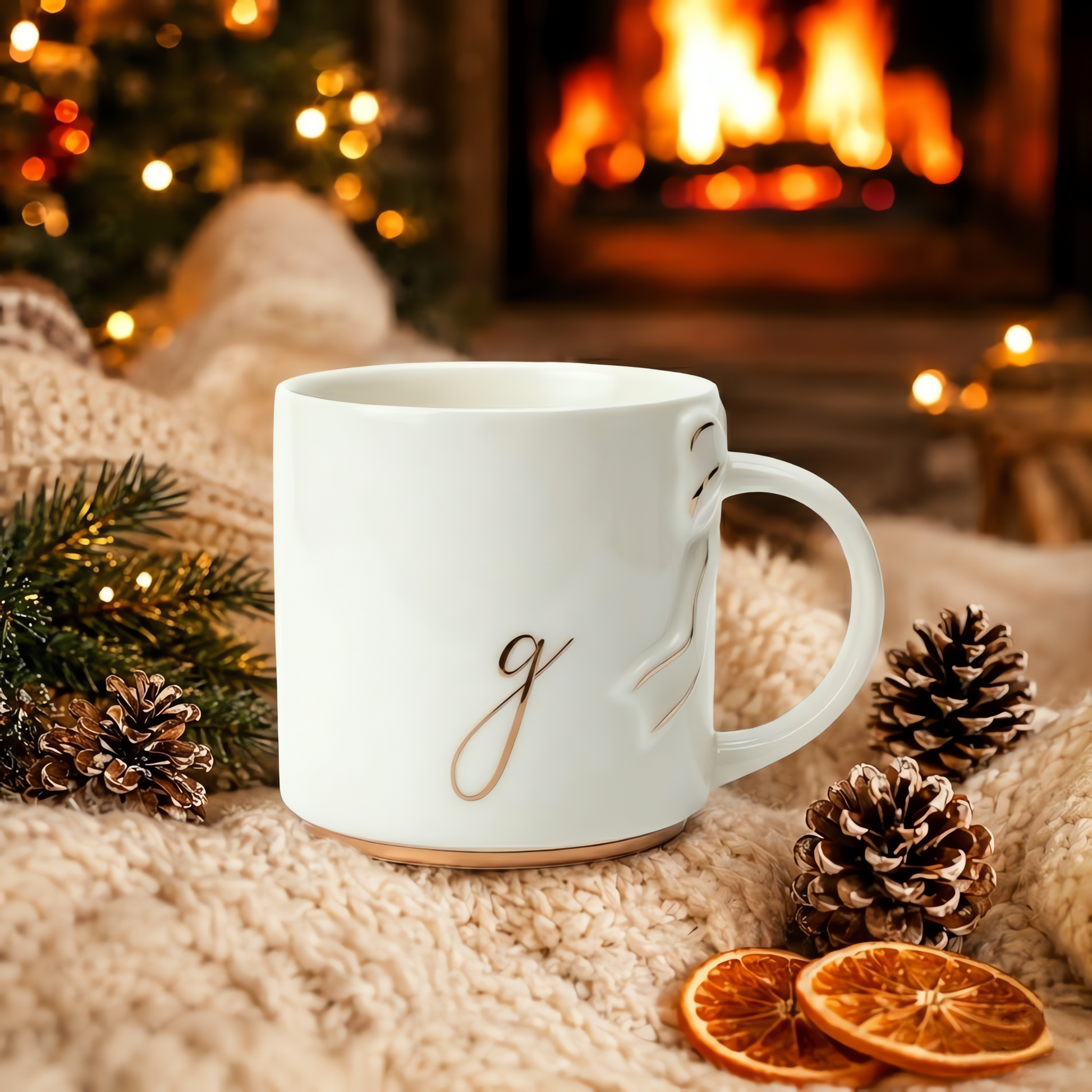 Bow Handle Monogram Mug