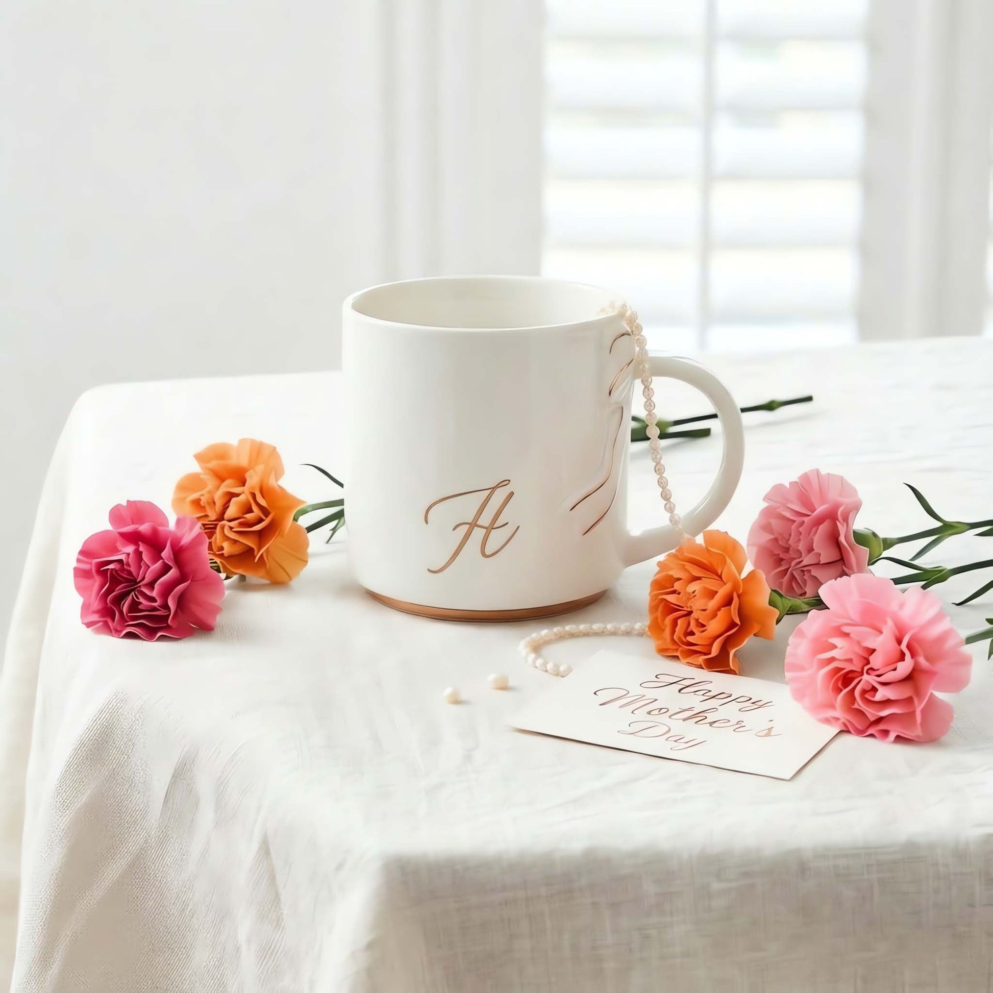 Bow Handle Monogram Mug