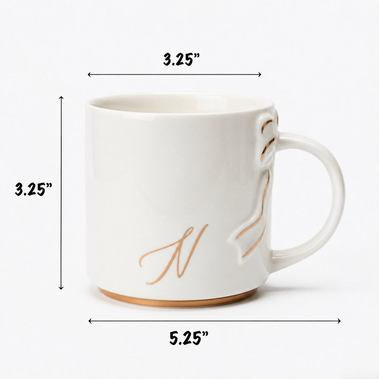 Bow Handle Monogram Mug
