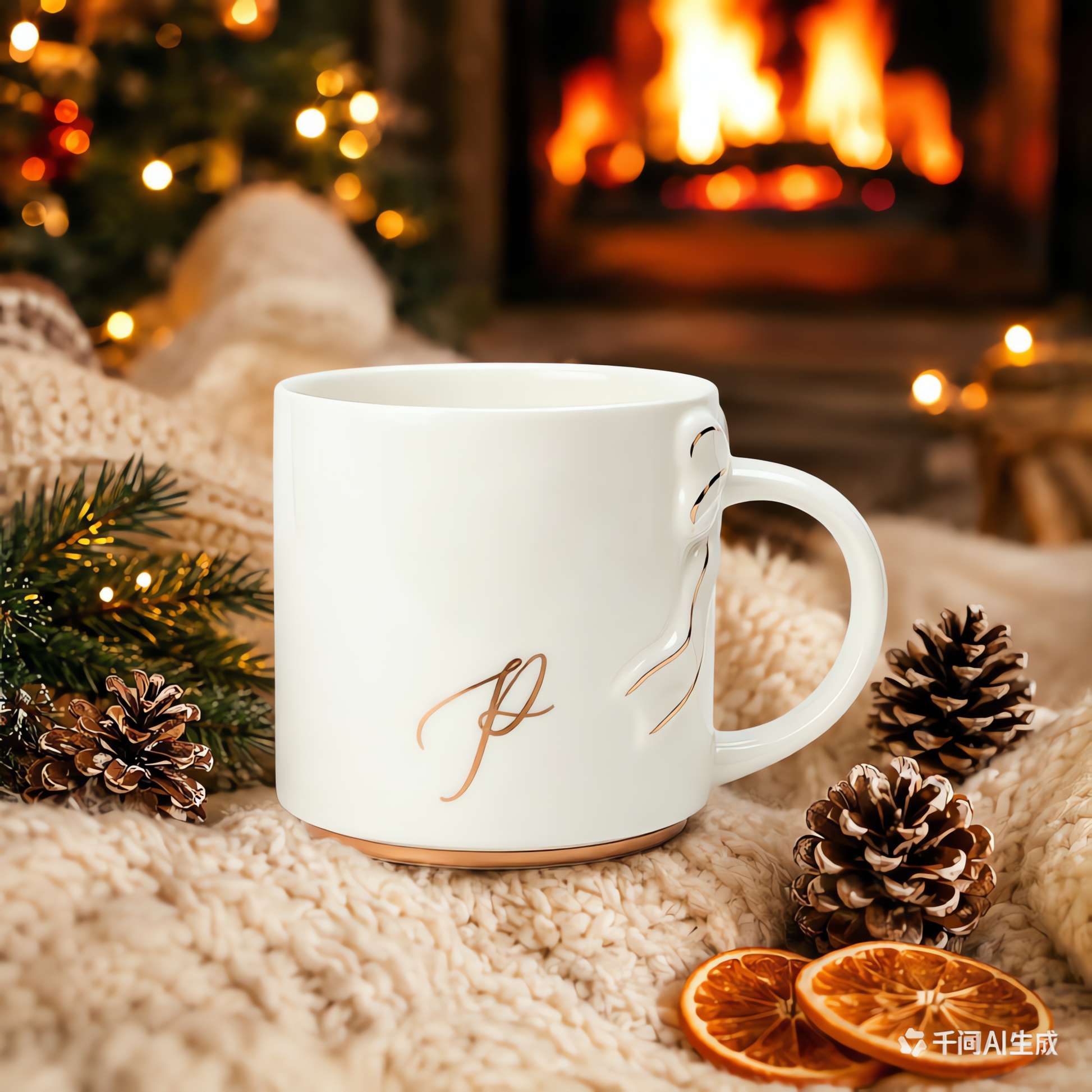 Bow Handle Monogram Mug