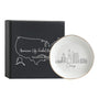 A white ceramic Skyline-Jewelry-Dish-Chicago with elegant gold trim, presented in a branded Collective Home gift box, perfect as a sophisticated gift for jewelry organization.