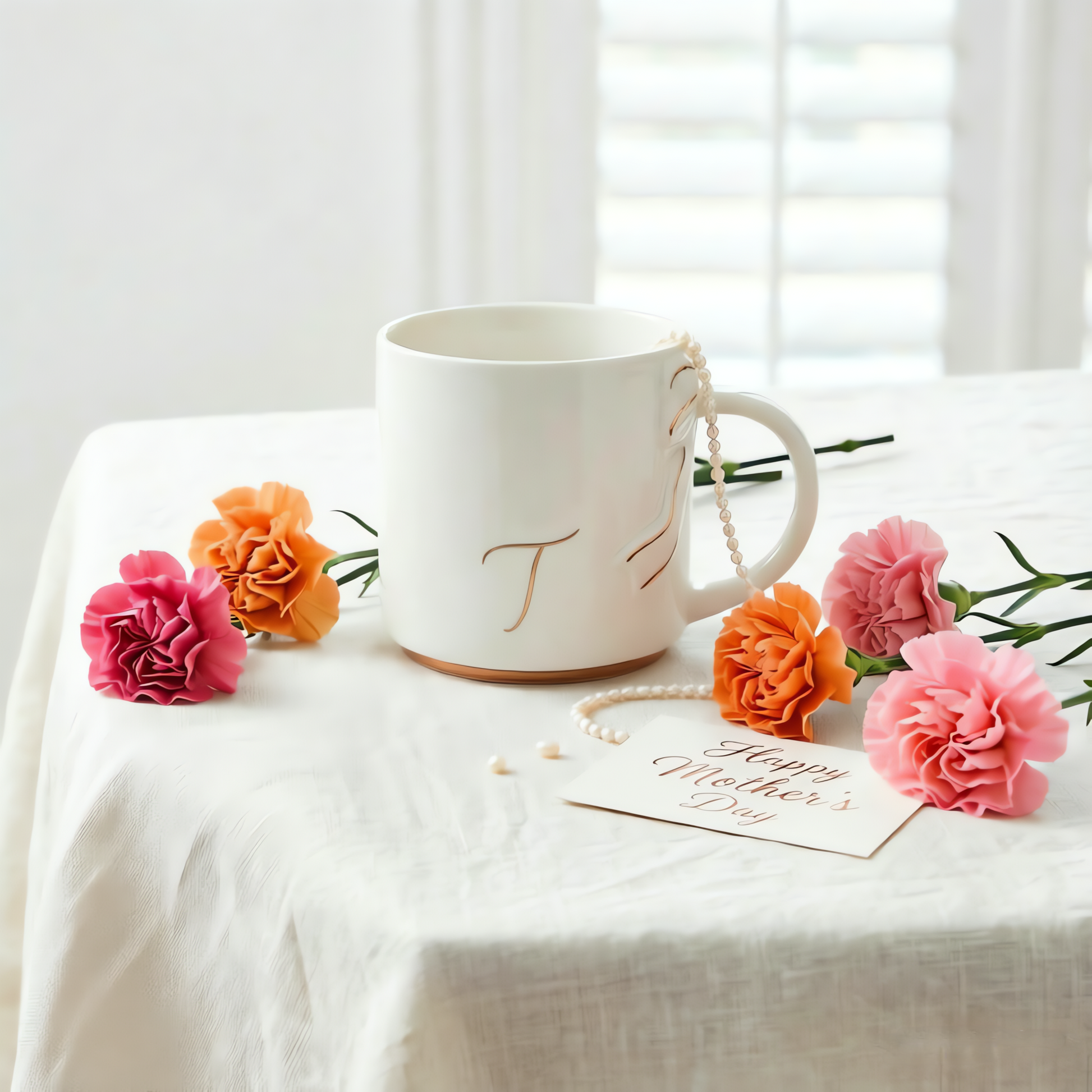 Bow Handle Monogram Mug