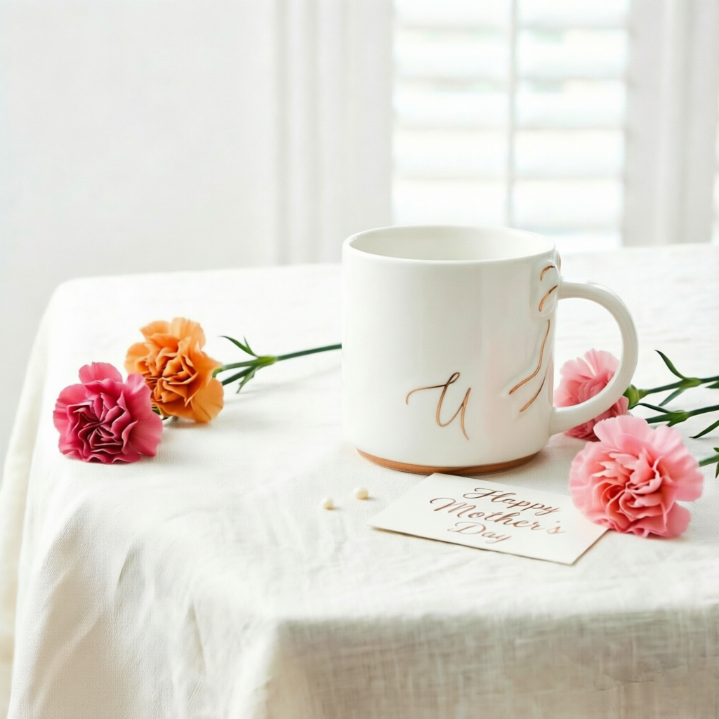 Bow Handle Monogram Mug