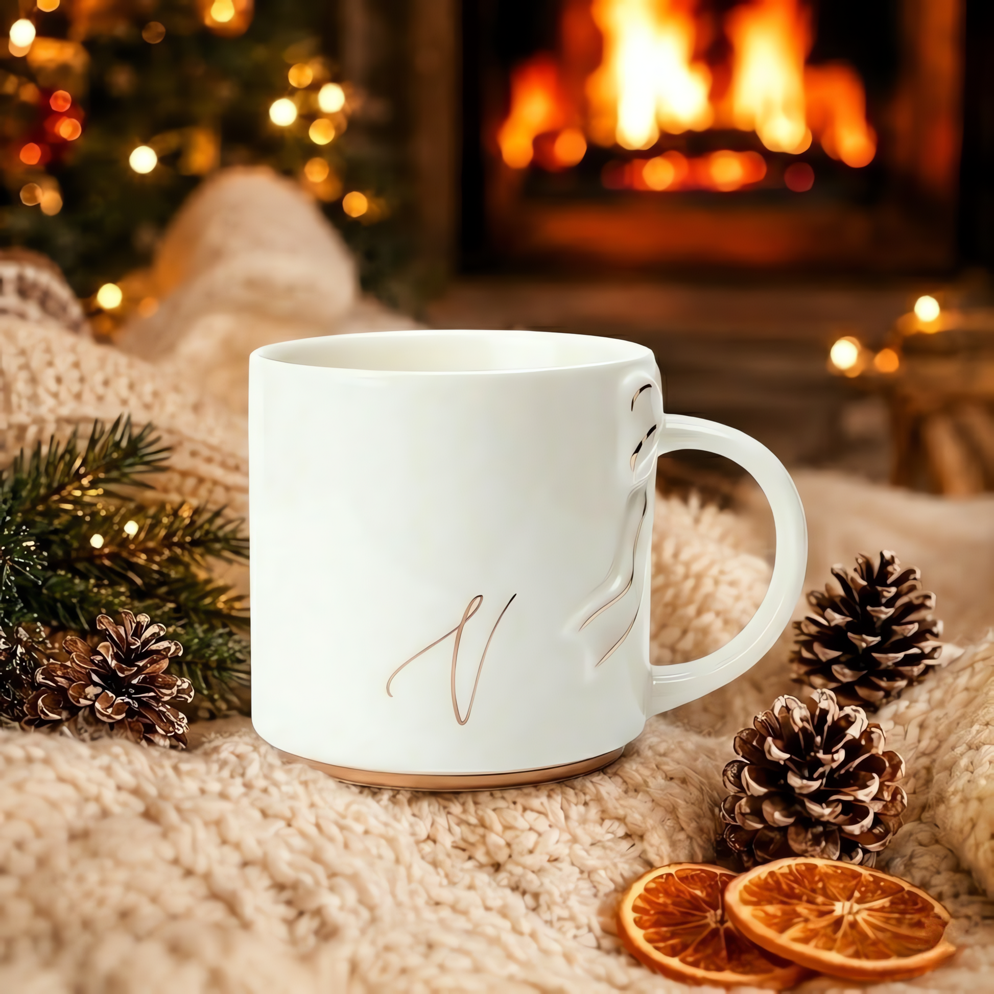 Bow Handle Monogram Mug