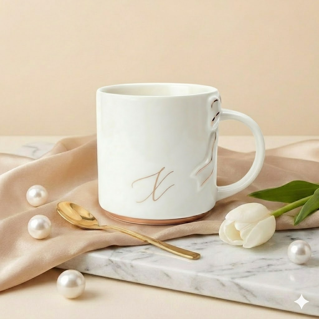 Bow Handle Monogram Mug