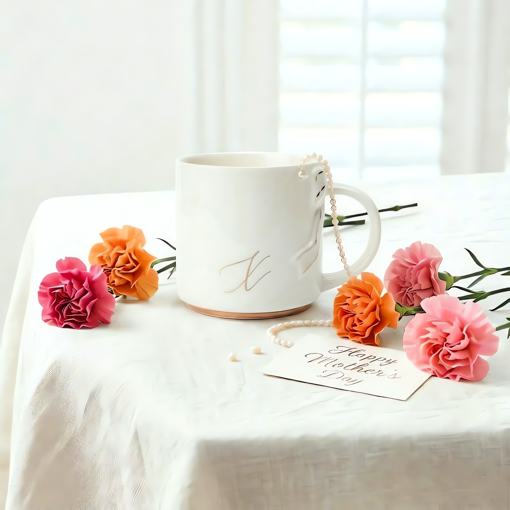 Bow Handle Monogram Mug