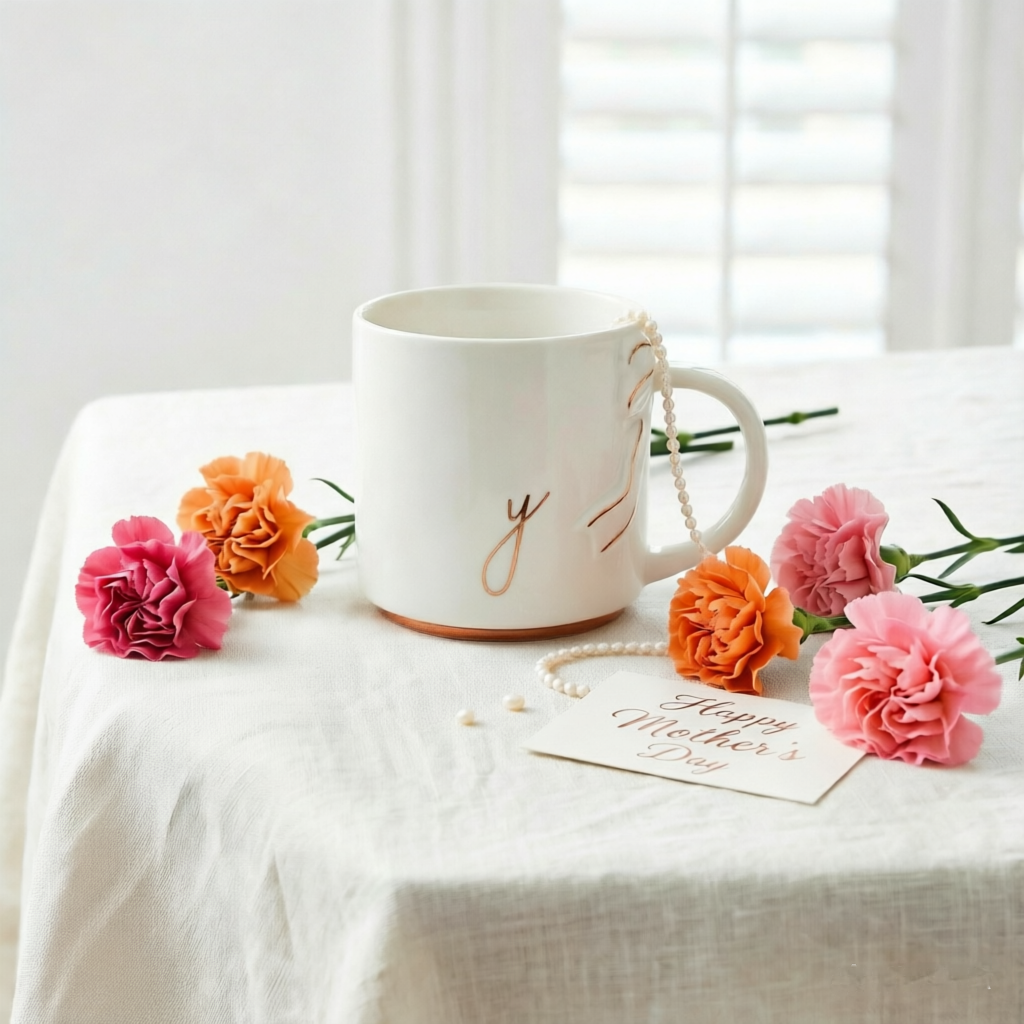 Bow Handle Monogram Mug