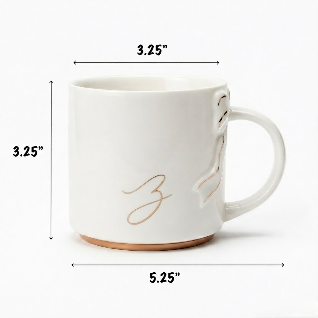 Bow Handle Monogram Mug