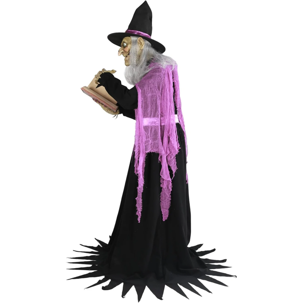6 Ft Motion-Activated Talking Animatronic Witch with Glowing Eyes
