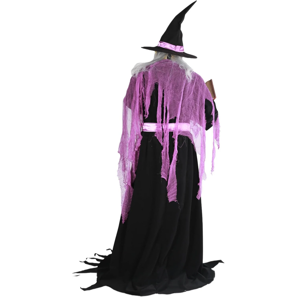 6 Ft Motion-Activated Talking Animatronic Witch with Glowing Eyes