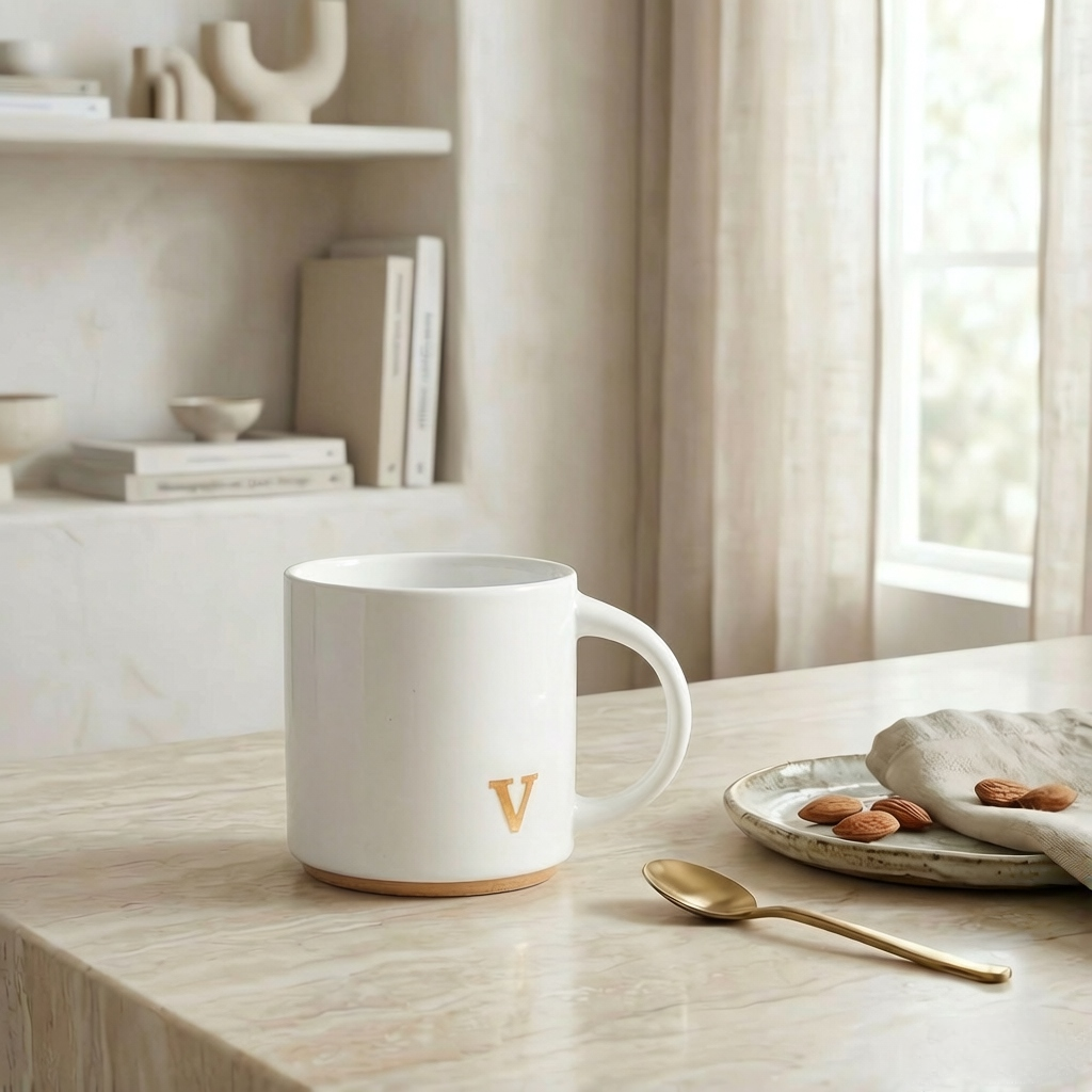 White Ceramic Monogram Mug