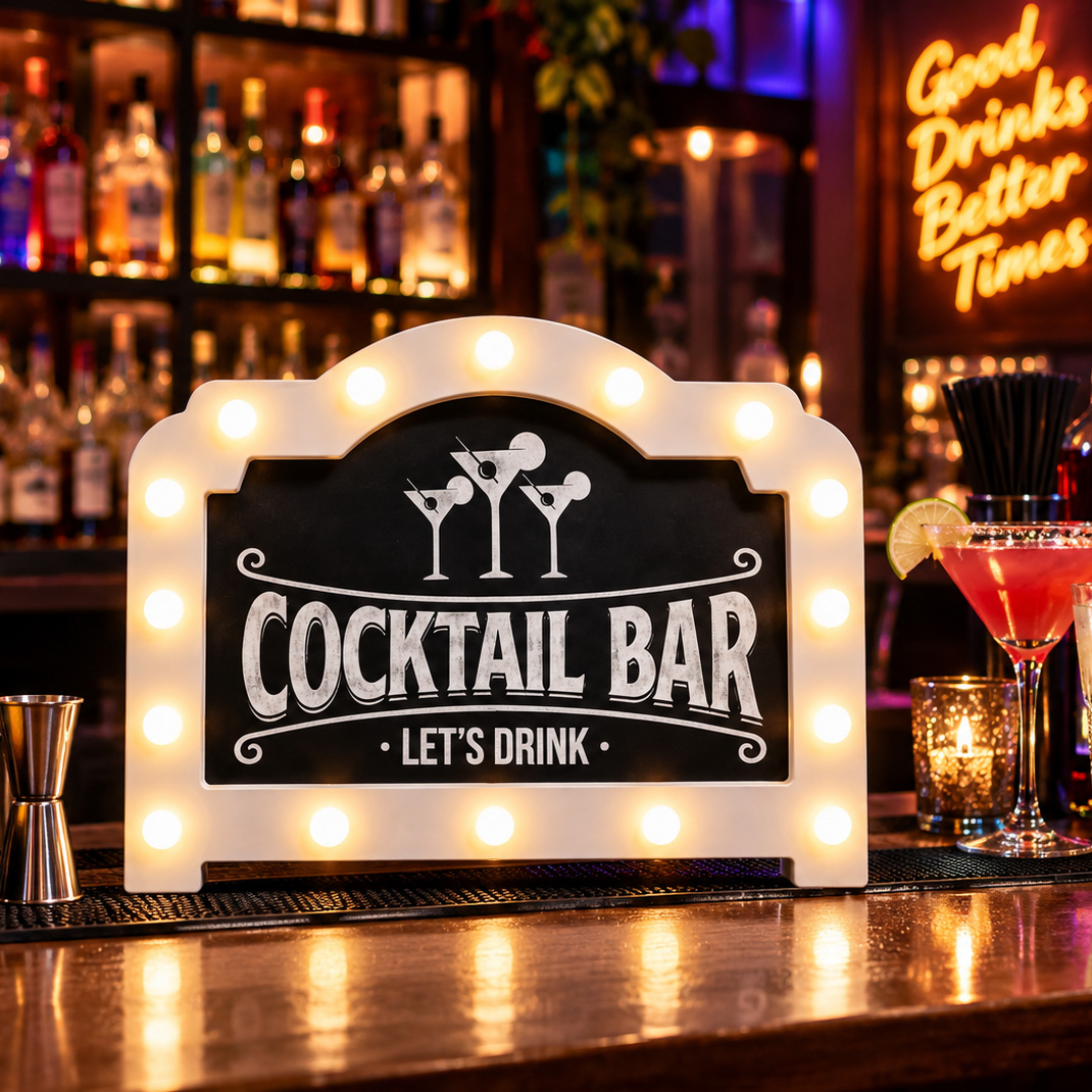 Alcohol Decor Home Bar Light Up Sign