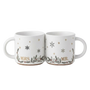 Mr. and Mrs. ceramic coffee mug set with festive holiday winter snowflake pattern, perfect Christmas gift for couples